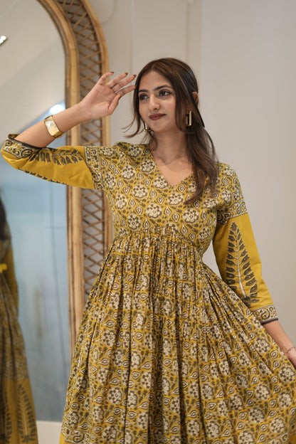 Anarkali Mustard Block