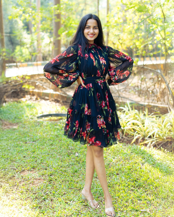 Midi Black Floral