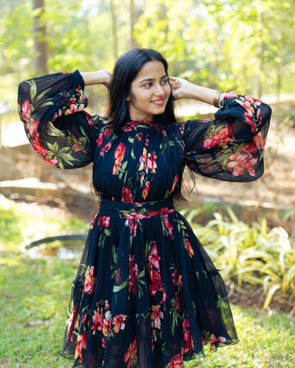 Midi Black Floral