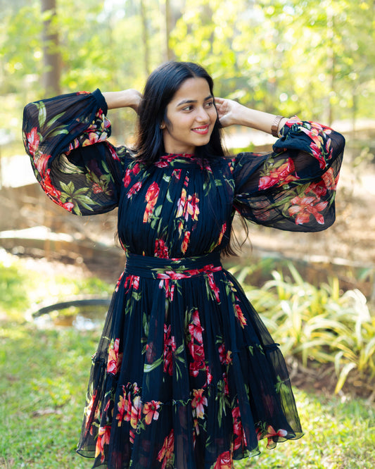 Midi Black Floral