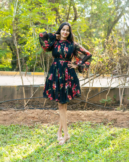 Midi Black Floral