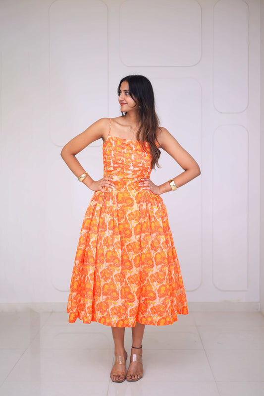 Midi Orange Floral